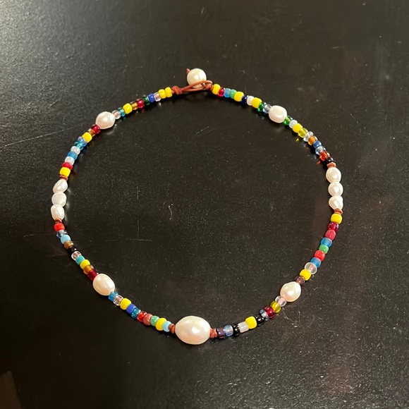 Seaside Pearls Roxanne Multicolored Beaded Freshwater Pearl & Leather Choker New - Picture 4 of 4